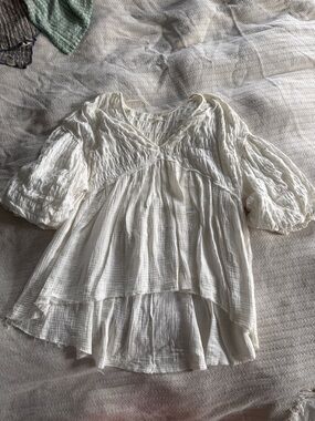 Free People Puff-Sleeve V-Neck Blouse